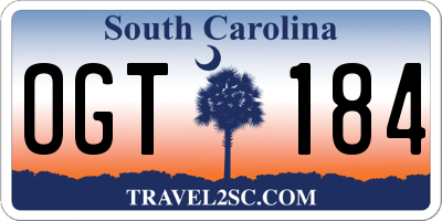 SC license plate OGT184