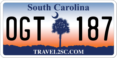 SC license plate OGT187