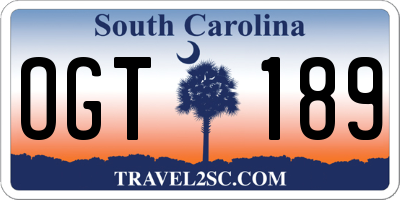 SC license plate OGT189