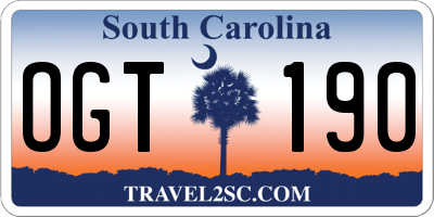 SC license plate OGT190