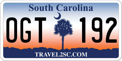 SC license plate OGT192