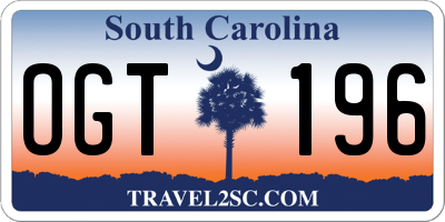 SC license plate OGT196
