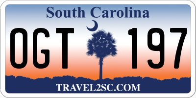 SC license plate OGT197