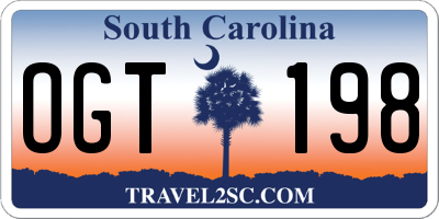 SC license plate OGT198