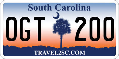 SC license plate OGT200