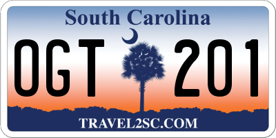 SC license plate OGT201