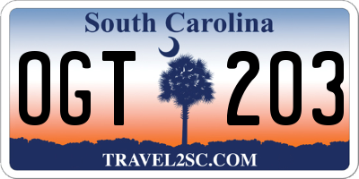 SC license plate OGT203