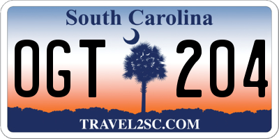 SC license plate OGT204