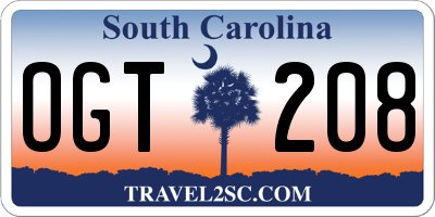 SC license plate OGT208
