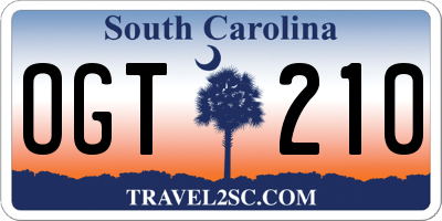SC license plate OGT210