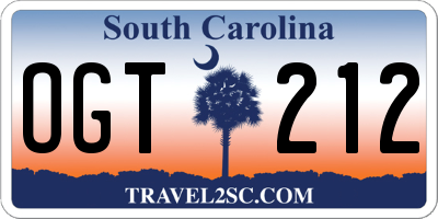 SC license plate OGT212