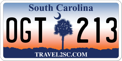 SC license plate OGT213
