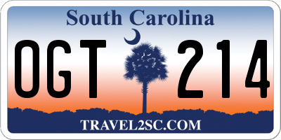 SC license plate OGT214