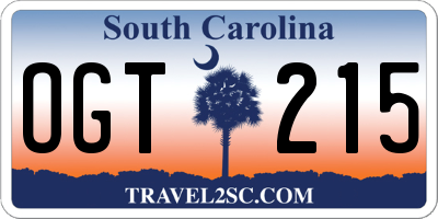 SC license plate OGT215