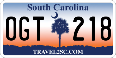 SC license plate OGT218