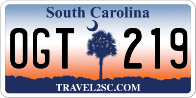 SC license plate OGT219