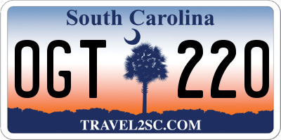 SC license plate OGT220