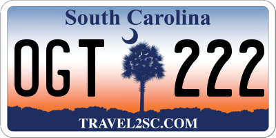 SC license plate OGT222