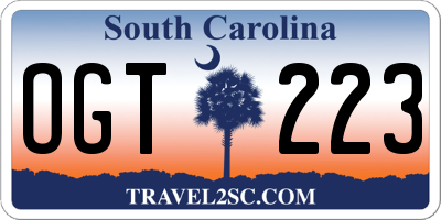 SC license plate OGT223