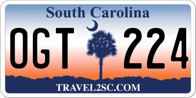 SC license plate OGT224