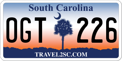 SC license plate OGT226