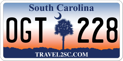 SC license plate OGT228