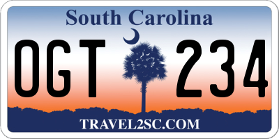 SC license plate OGT234