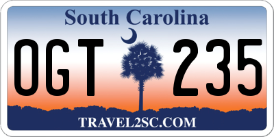 SC license plate OGT235