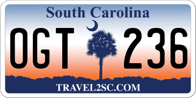 SC license plate OGT236