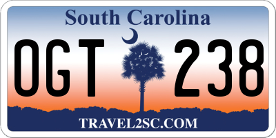 SC license plate OGT238