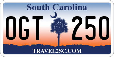 SC license plate OGT250