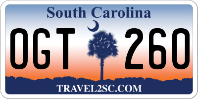 SC license plate OGT260