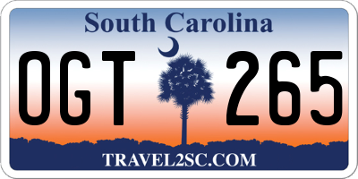 SC license plate OGT265
