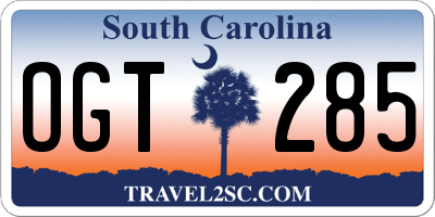 SC license plate OGT285
