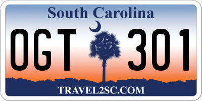 SC license plate OGT301