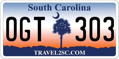 SC license plate OGT303
