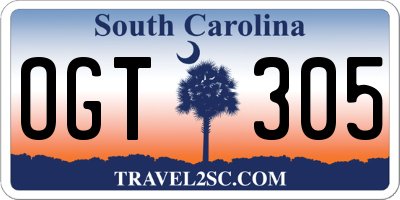 SC license plate OGT305