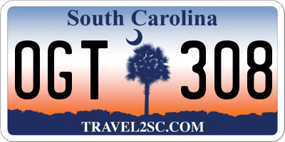 SC license plate OGT308