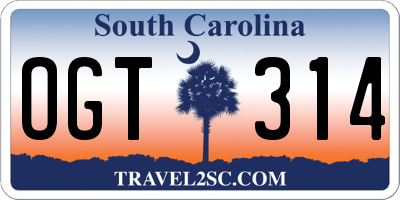 SC license plate OGT314