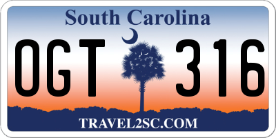 SC license plate OGT316