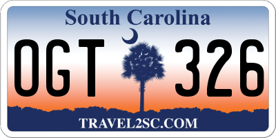 SC license plate OGT326