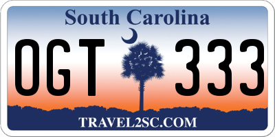 SC license plate OGT333