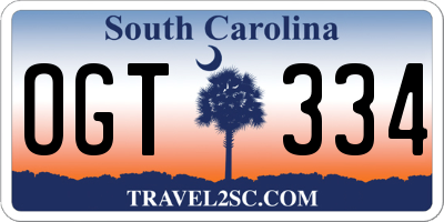 SC license plate OGT334
