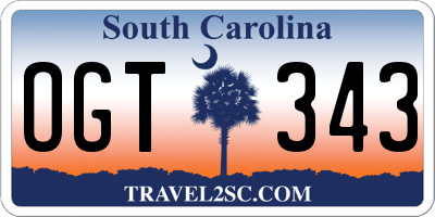 SC license plate OGT343