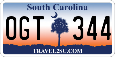 SC license plate OGT344