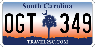 SC license plate OGT349