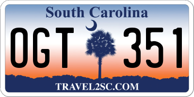 SC license plate OGT351