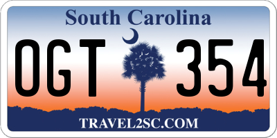 SC license plate OGT354