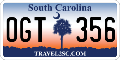 SC license plate OGT356