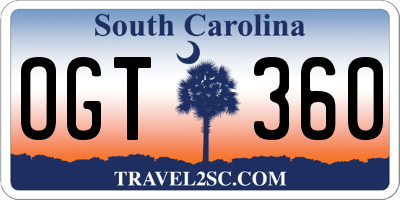 SC license plate OGT360